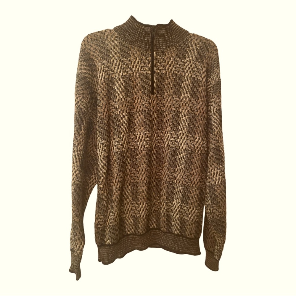 BACHRACH men’s large long sleeve zip collared sweater